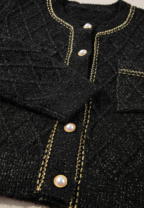 'Arabelle' Tweed Knit Sweater - Celes Fashion